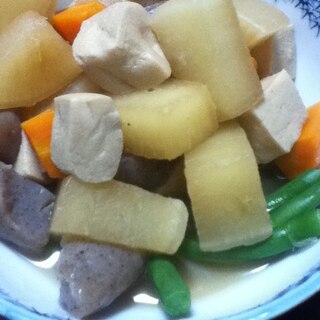 高野豆腐と大根とインゲンの白だし煮